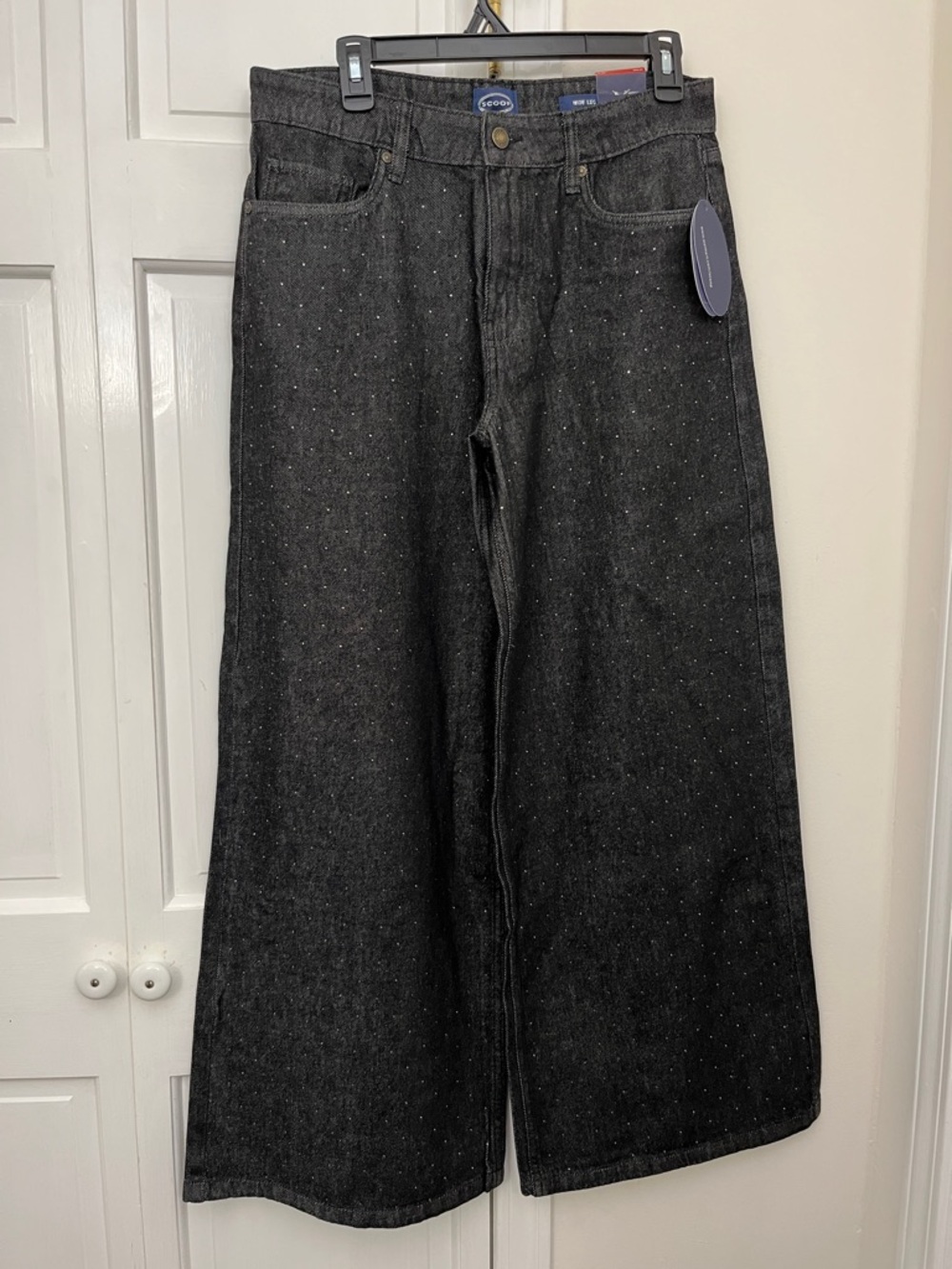 SCOOP Black Sparkle Denim Wide Leg Jeans